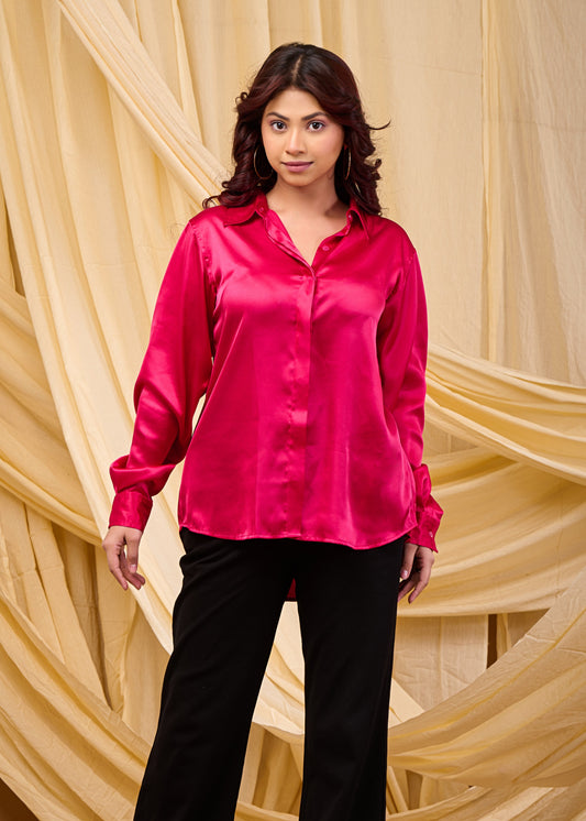 Arzen satin shirt (Hot Pink)