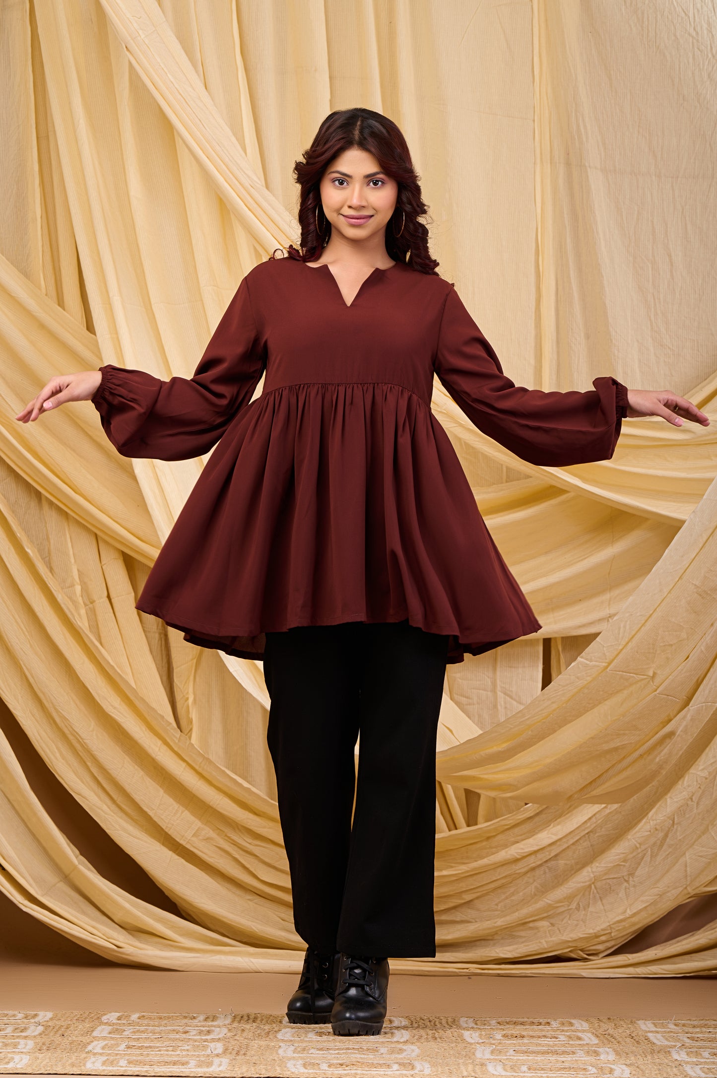 Evelyn Smock dress(Brown)