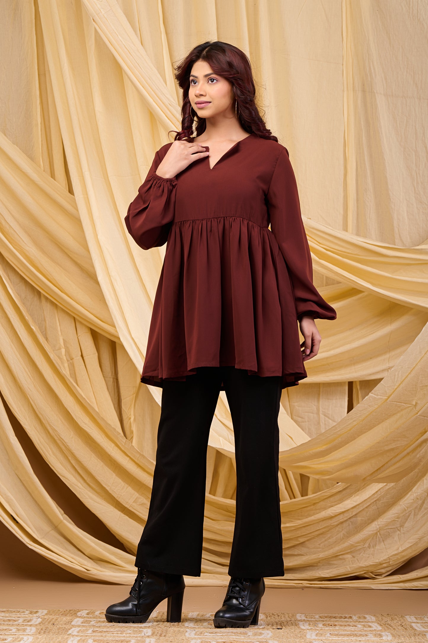 Evelyn Smock dress(Brown)