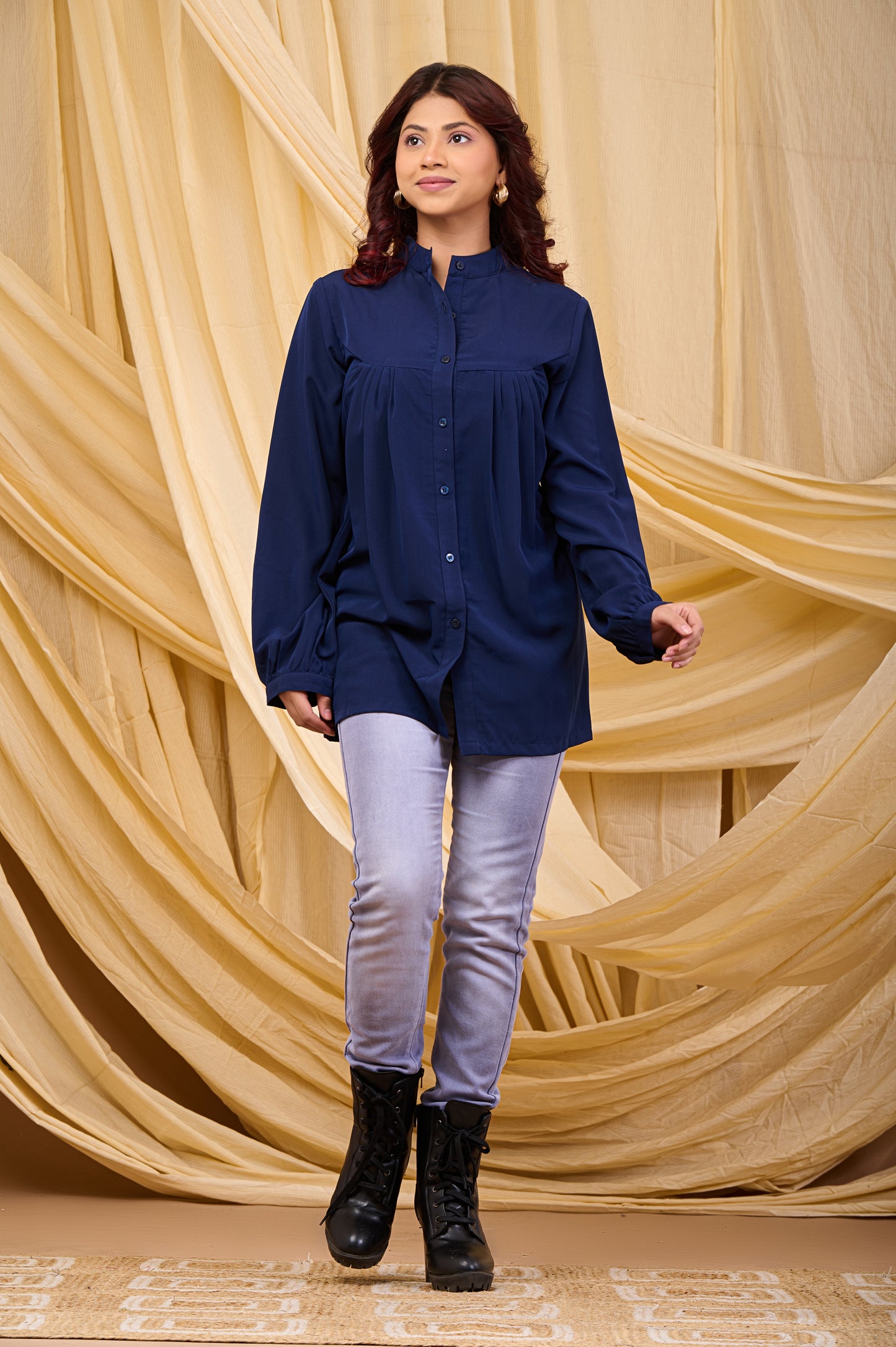 Ciel Pleated top(Navy Blue)