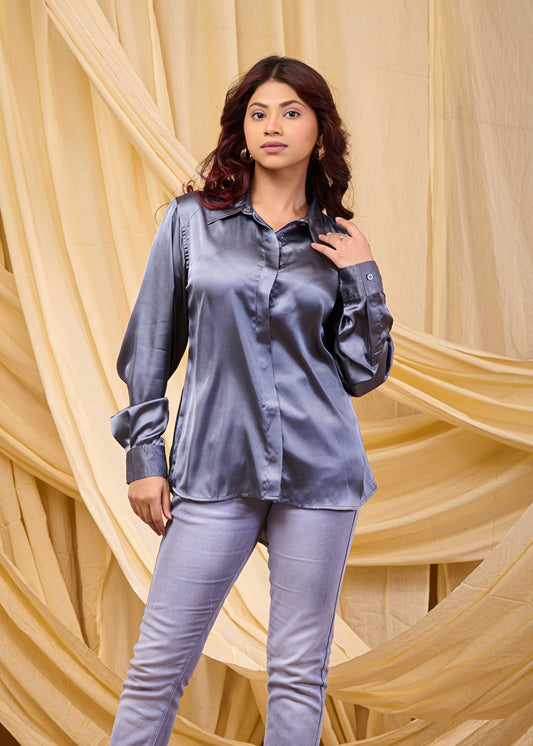 Arzen satin shirt (Grey)